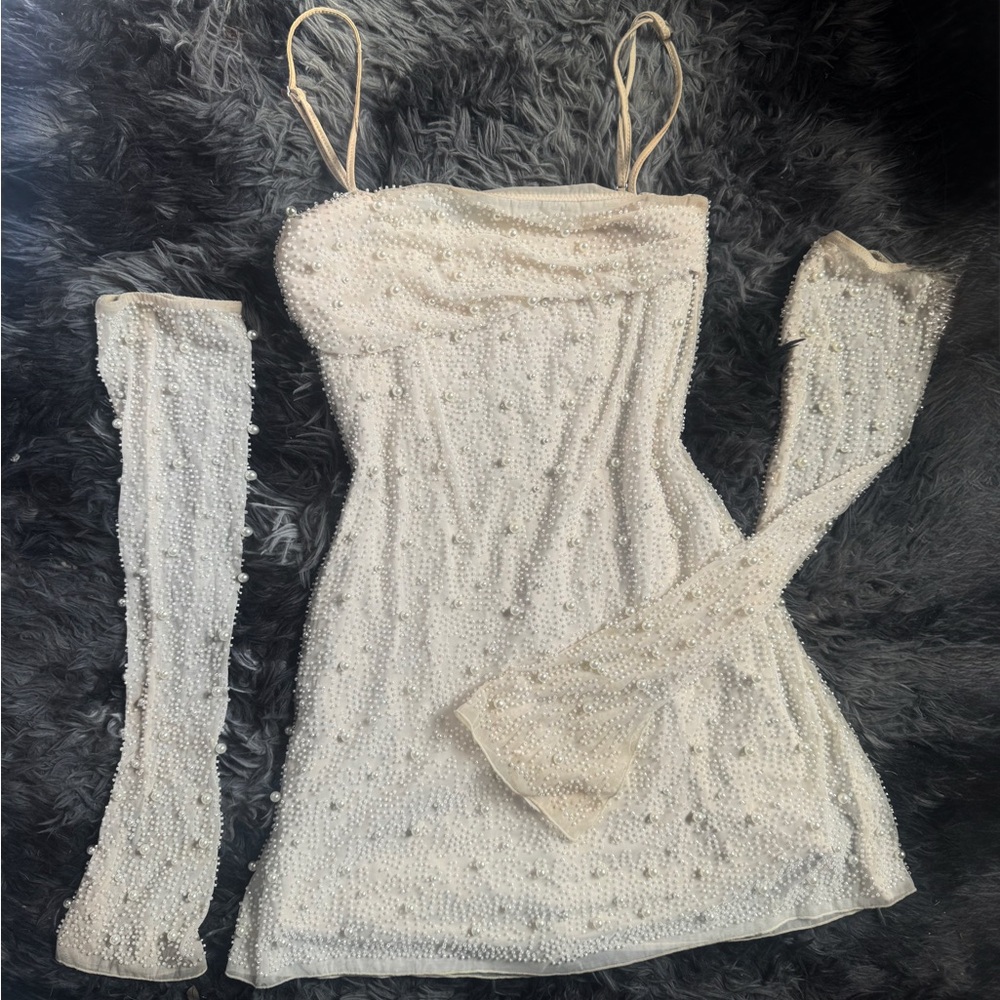Oh Polly Champagne Satin Mini Dress